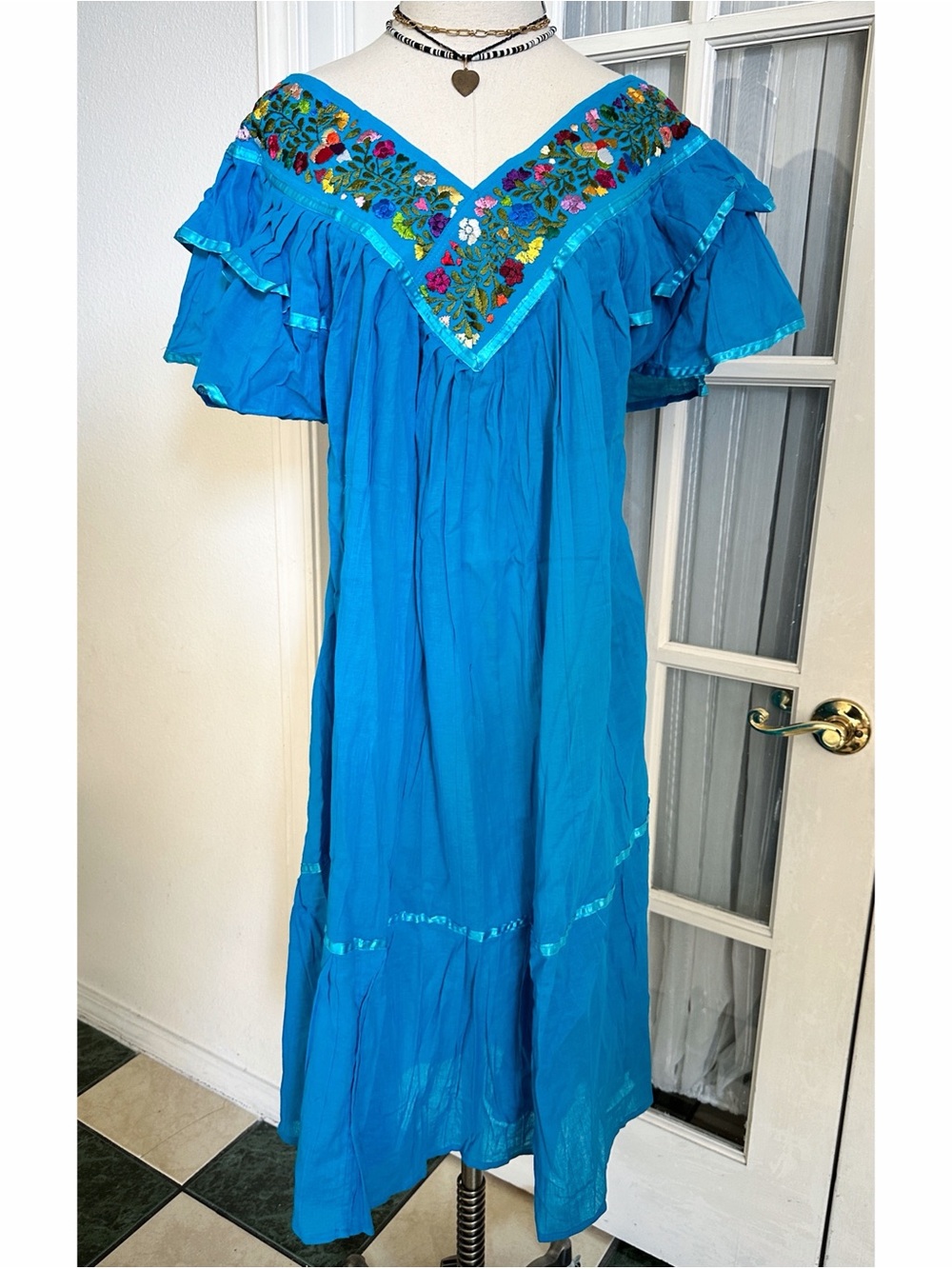 Mexican Gauze Embroidered Dress
